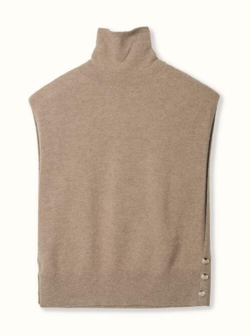 cashmere 100% | waist button vest - Brown
