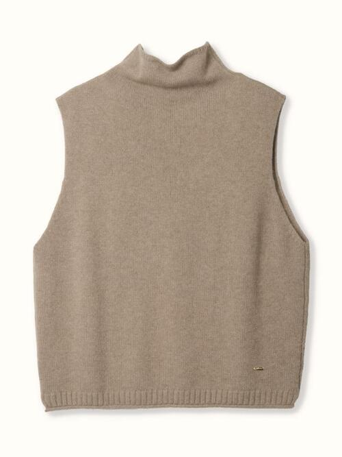 cashmere 100% | half-neck knit vest - Brown
