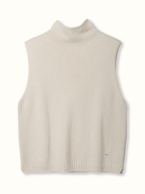 cashmere 100% | half-neck knit vest - White