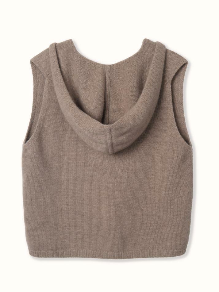 cashmere 100% | hooded vest - Brown