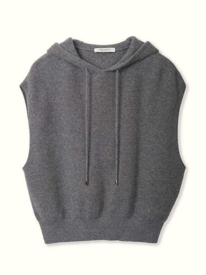 cashmere 100% | lame set-up hoodie vest - Gray