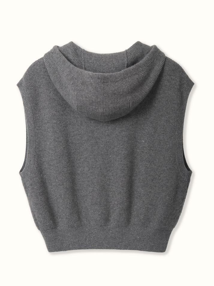 cashmere 100% | lame set-up hoodie vest - Gray