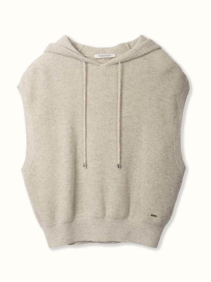 cashmere 100% | lame set-up hoodie vest - Oat