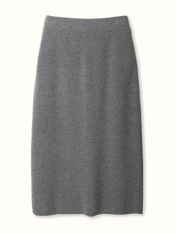 cashmere 100% | lame set-up knit skirt - Gray