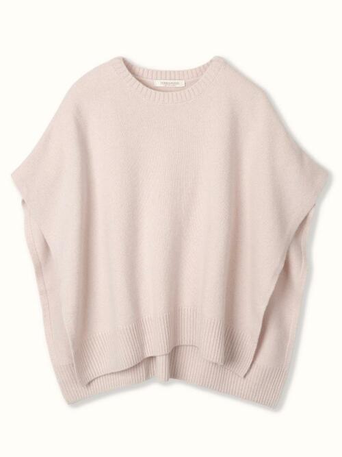 cashmere 100% | nimbus crewneck poncho - Angel Sand