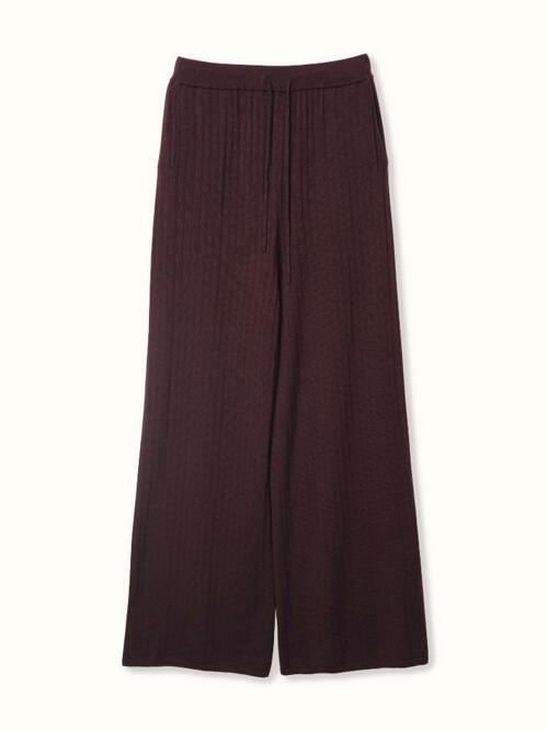 merino wool 70% silk 30% | ribbed knit pants - Burgundy