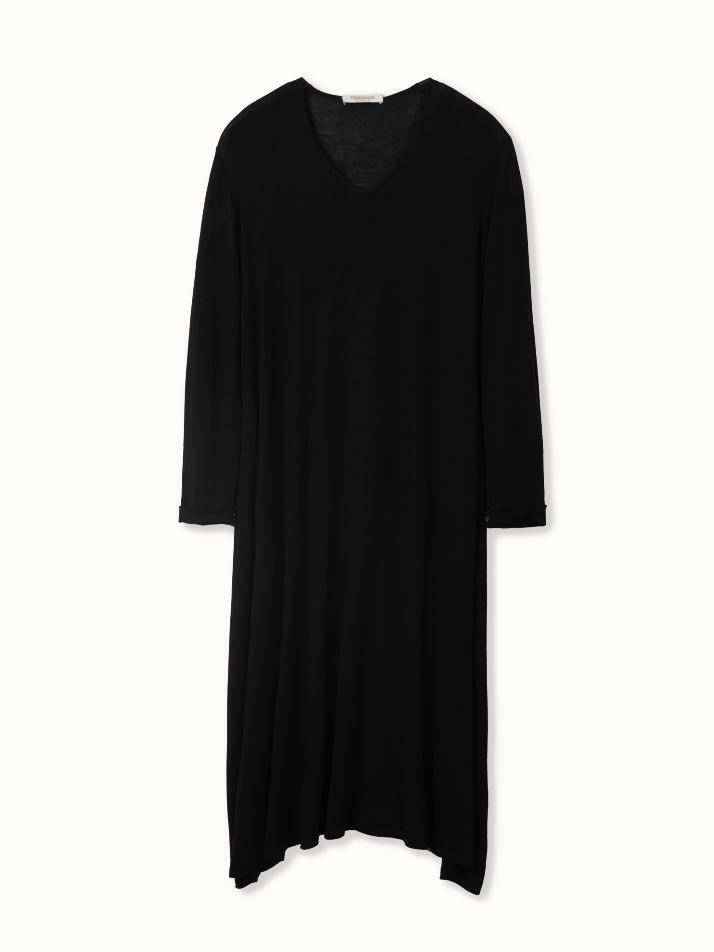 merino wool 90% cashmere 10% | set-up v-neck dress - Black