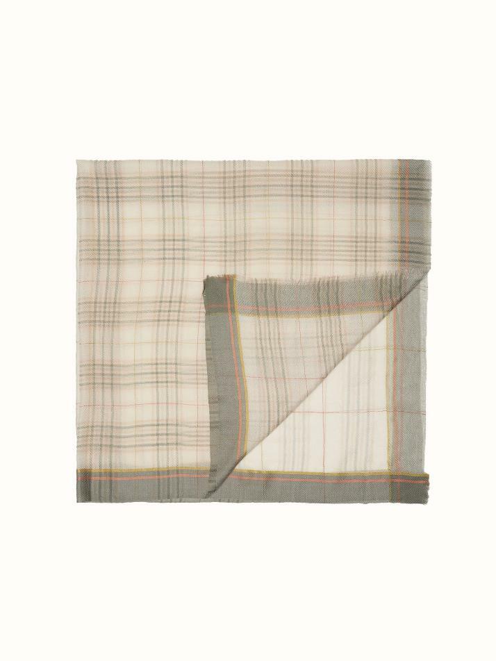 cashmere 100%  |  lanugo tartan scarf - Khaki