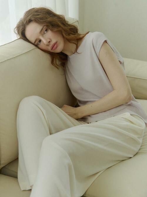 silk 30% merino wool 70% | sleeveless knit top - Pale Purple
