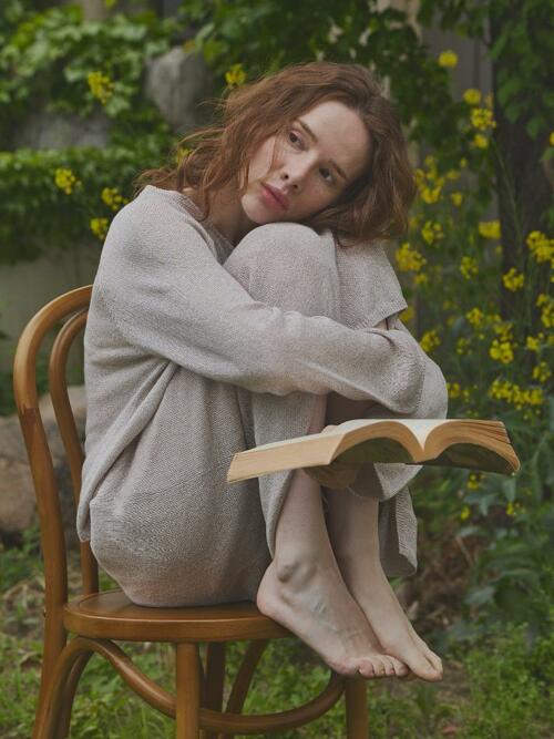 silk blend | raglan knit pullover - Sand Beige