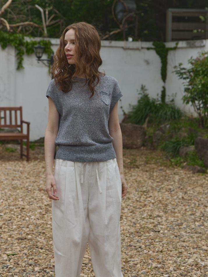 linen 100% cotton 100% | two-tuck relaxed pants - Pure White