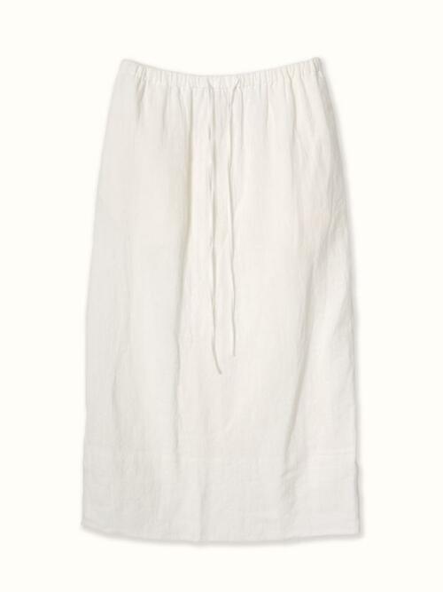 linen 100% cotton 100% | drawstring skirt - Pure White