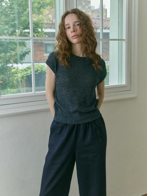 linen 72% modal 28% | straight pants - Deep Navy