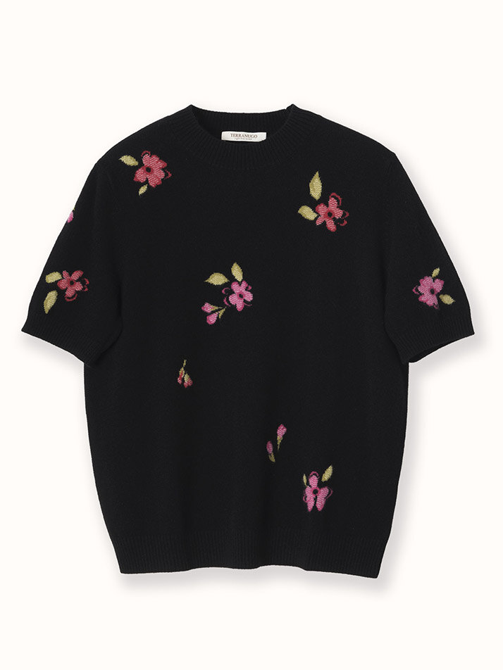 cashmere 100% | bloom knit top - Black
