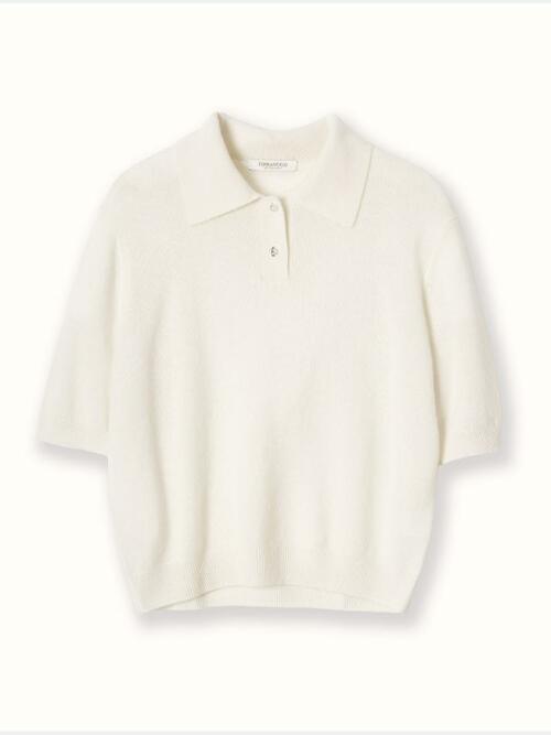 cashmere 100% | collar knit top - White