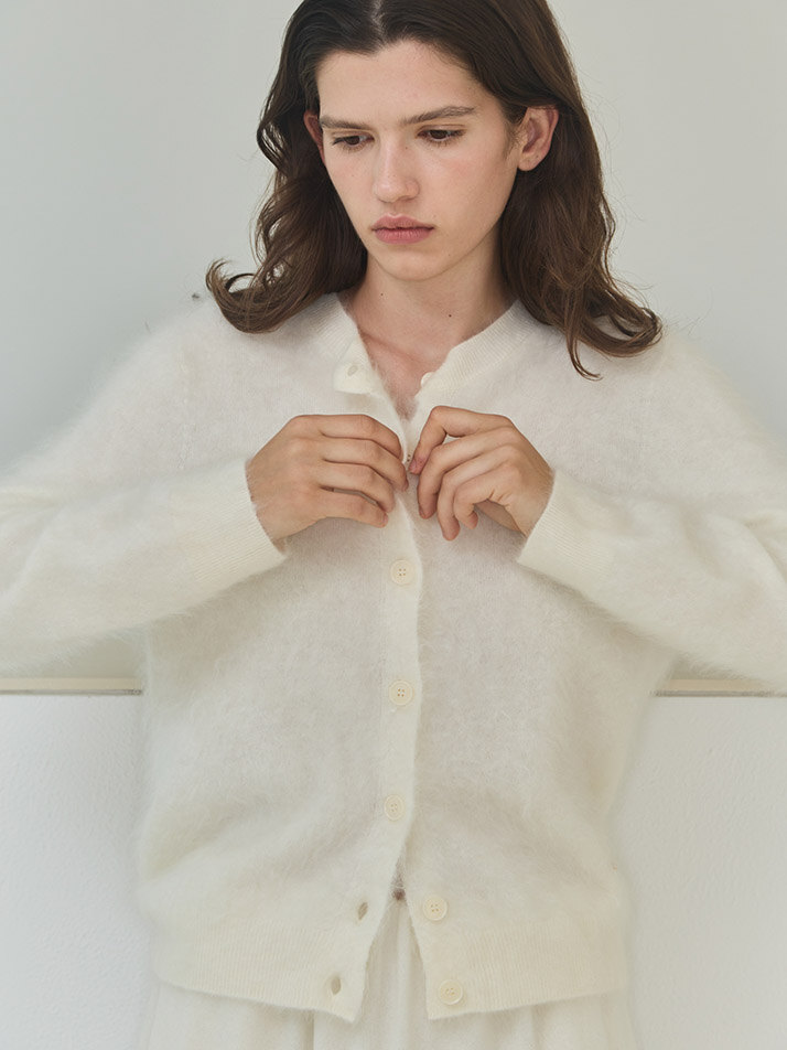 cashmere 100% | cashmere fluffy cardigan  - White