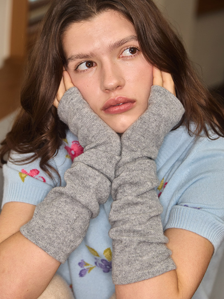 cashmere 100% | long hand warmer - Gray