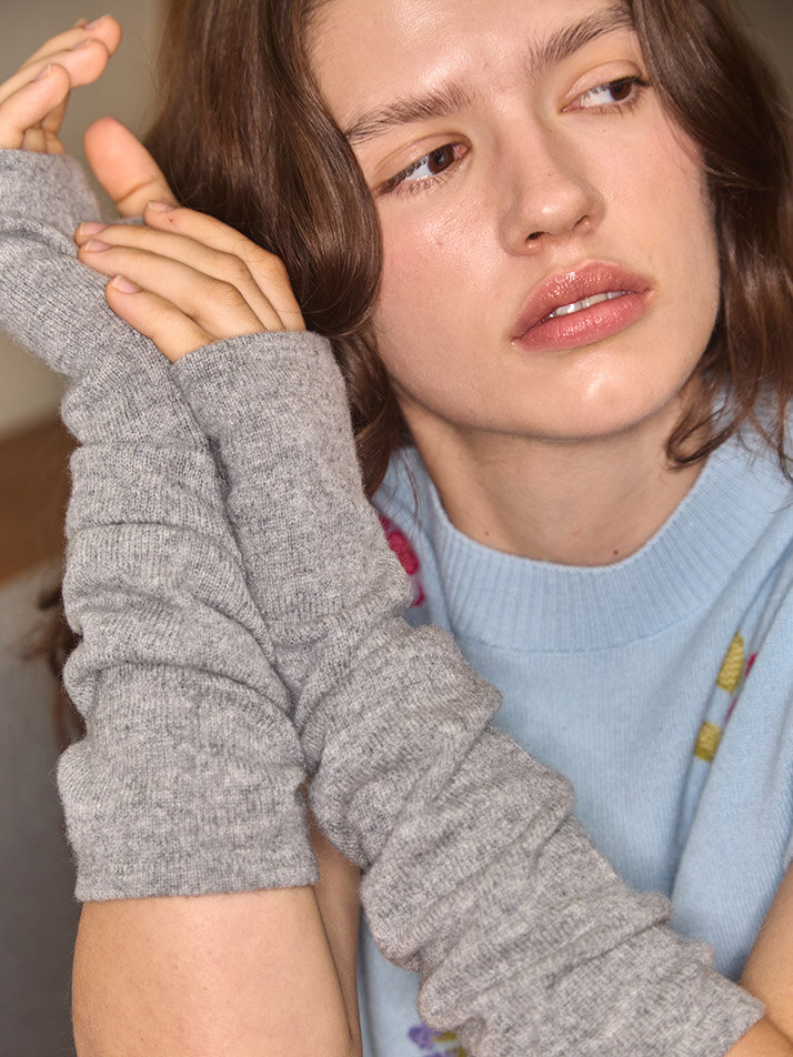 cashmere 100% | long hand warmer - Gray