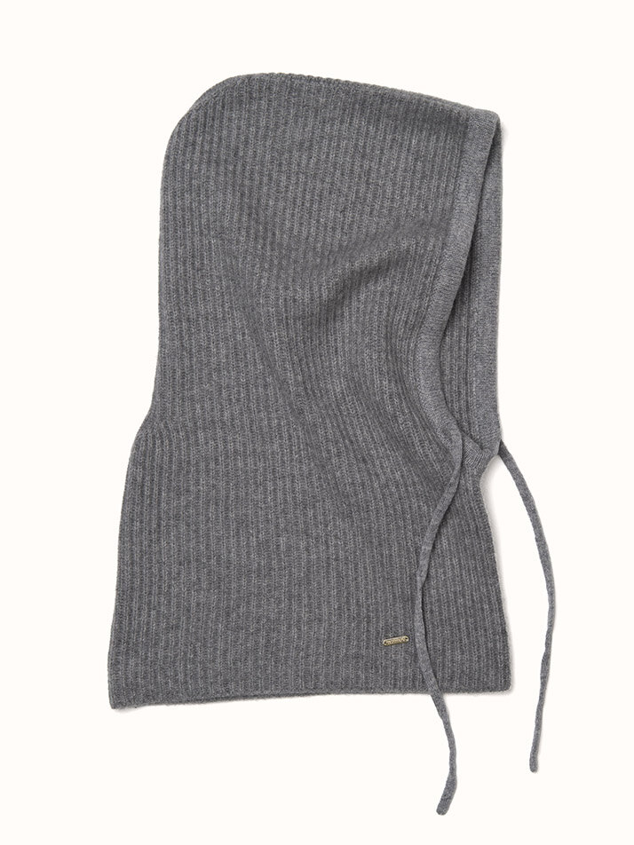 cashmere 100% | ribbed hood warmer - Gray