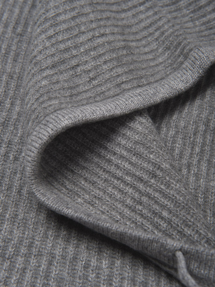 cashmere 100% | ribbed hood warmer - Gray