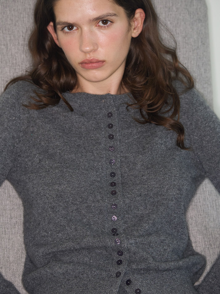 cashmere 100% | cashmere sparkle knit top  - Gray