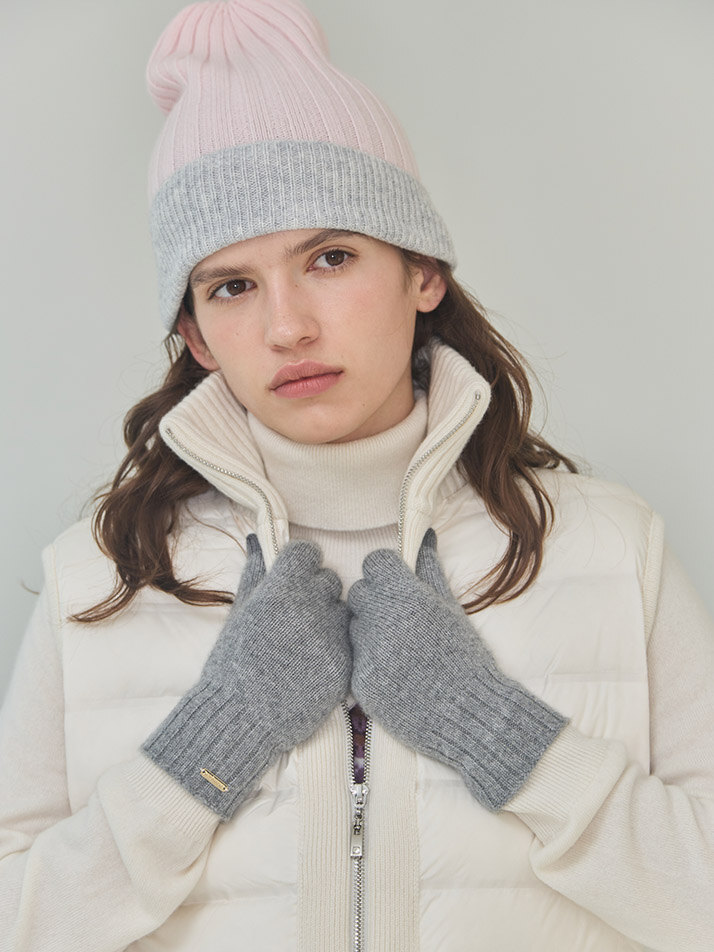 Cashmere Touch Knit Gloves - Gray