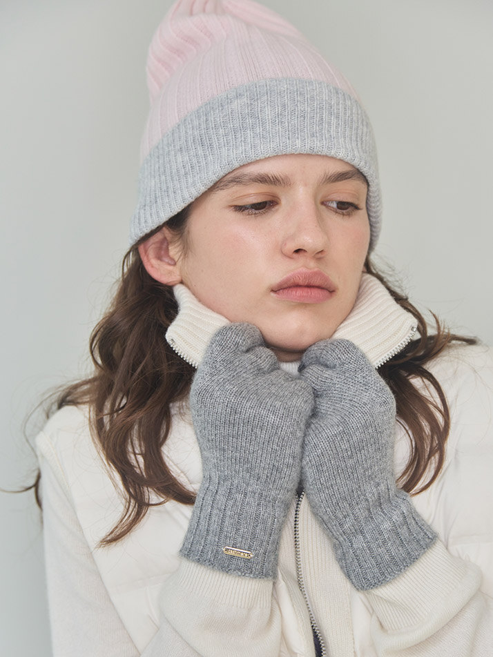 Cashmere Touch Knit Gloves - Gray