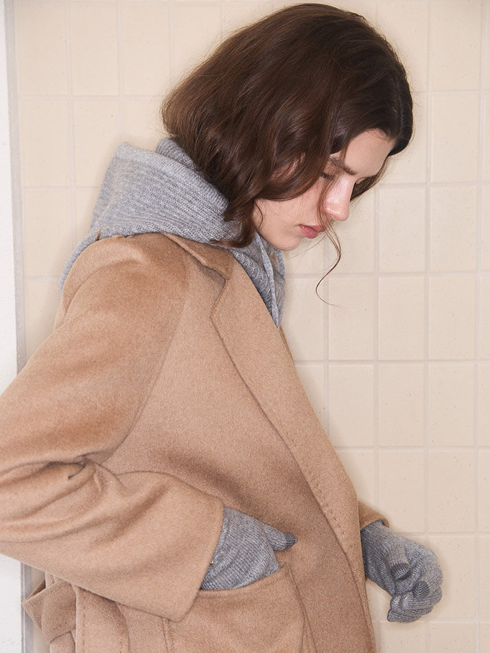 cashmere 100% | ribbed hood warmer - Gray