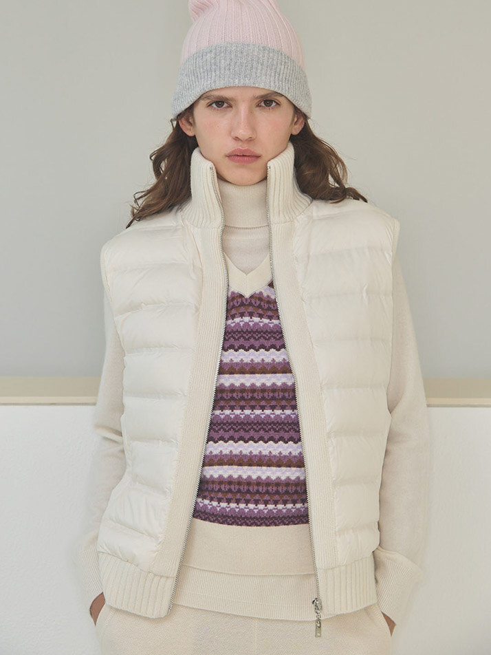 cashmere 100% | cashmere pattern knit vest - Pale Purple