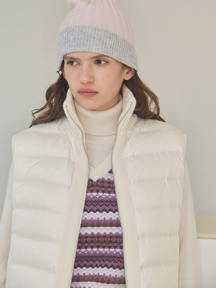 cashmere 100% | cashmere pattern knit vest - Pale Purple