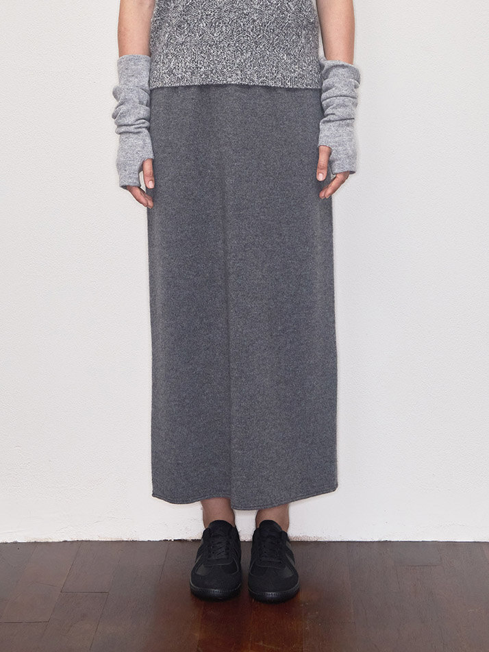 cashmere 100% | cashmere H-line knit skirt - Gray