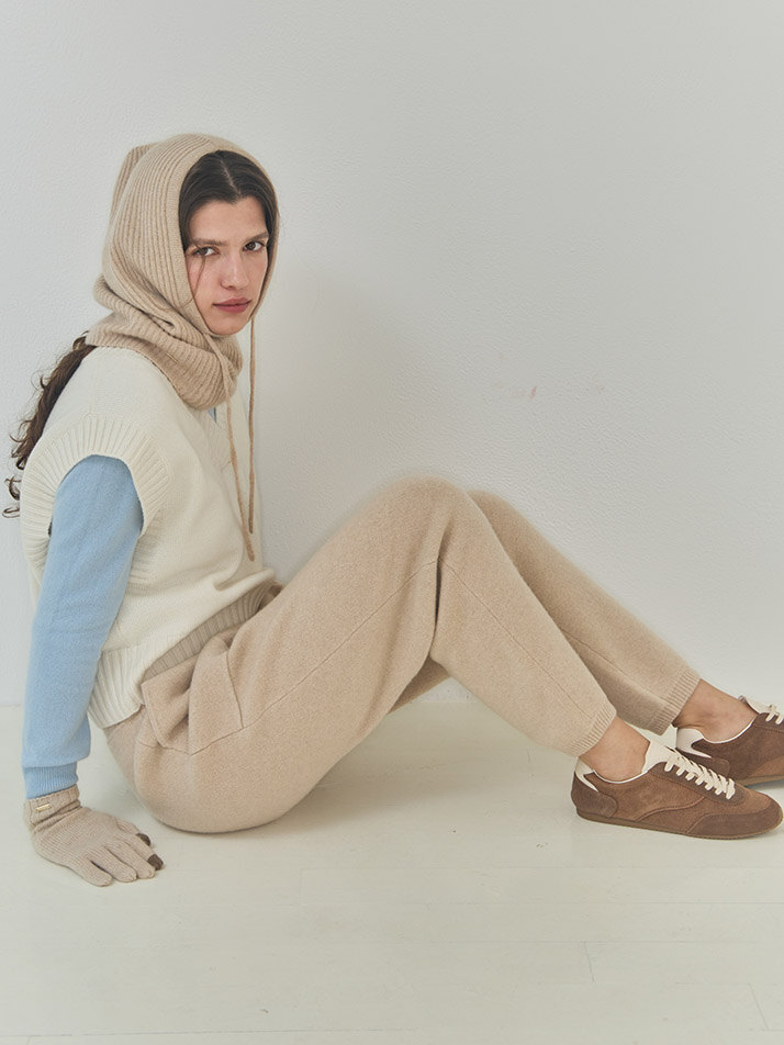 cashmere 30% wool 70% | jogger pants - Oat