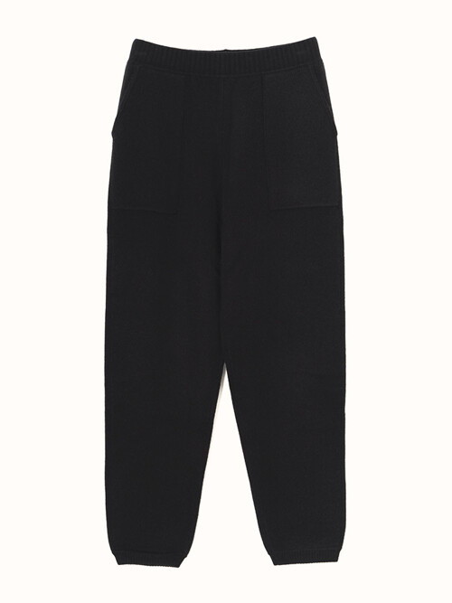 cashmere 30% wool 70% | jogger pants - Black