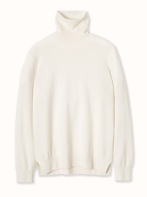 cashmere 100% | slit turtleneck sweater - White