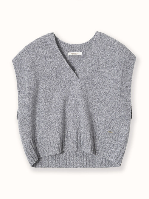 cashmere 100% | cashmere cropped knit vest - Gray