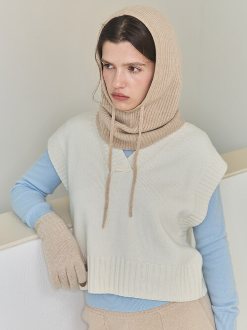 cashmere 100% | cashmere cropped knit vest - White