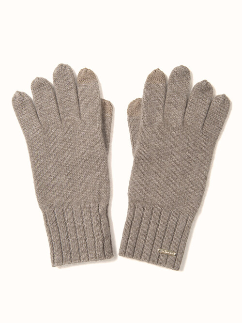 cashmere 100% | cashmere touch knit gloves - Brown