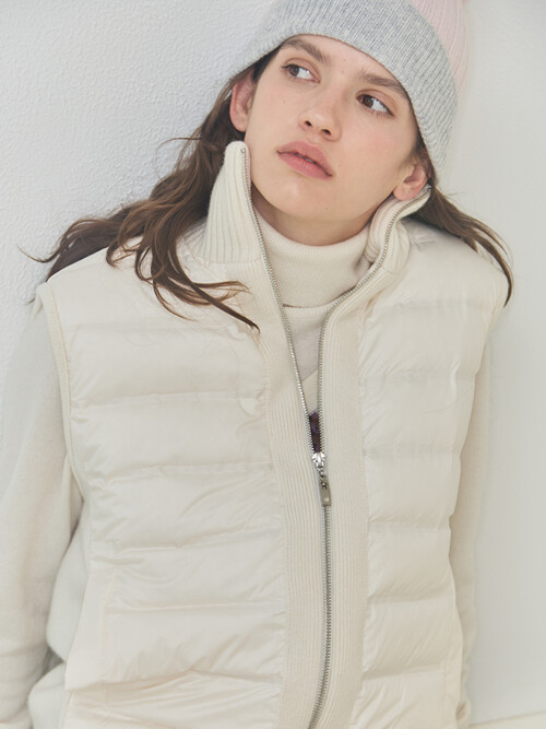 cashmere 100% goose 100% | down padded vest - White