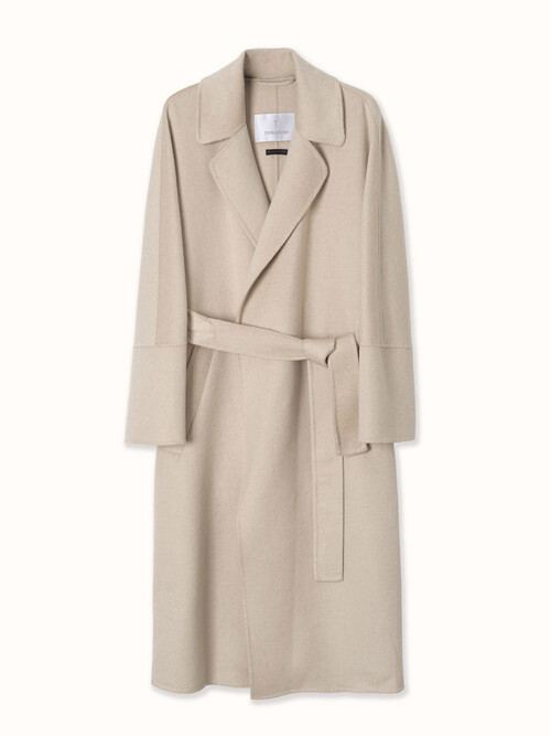 camel hair 100% | tailored belted coat - beige