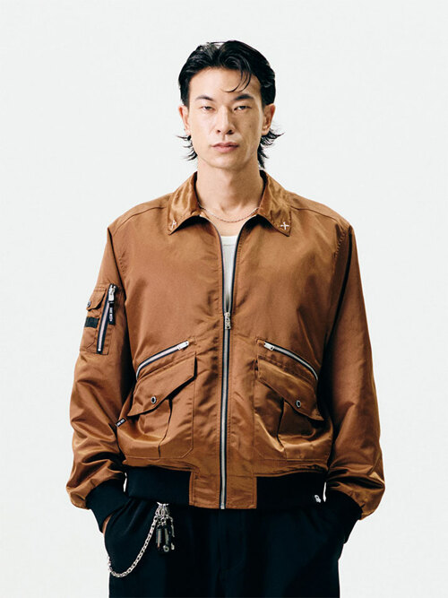 나일론 카라포인트 에비에이터 자켓 (브라운)