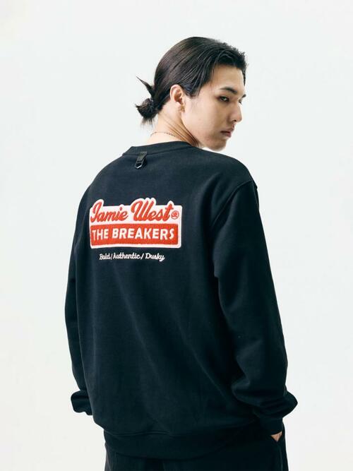 부클 아플리케 기모 맨투맨 (블랙)