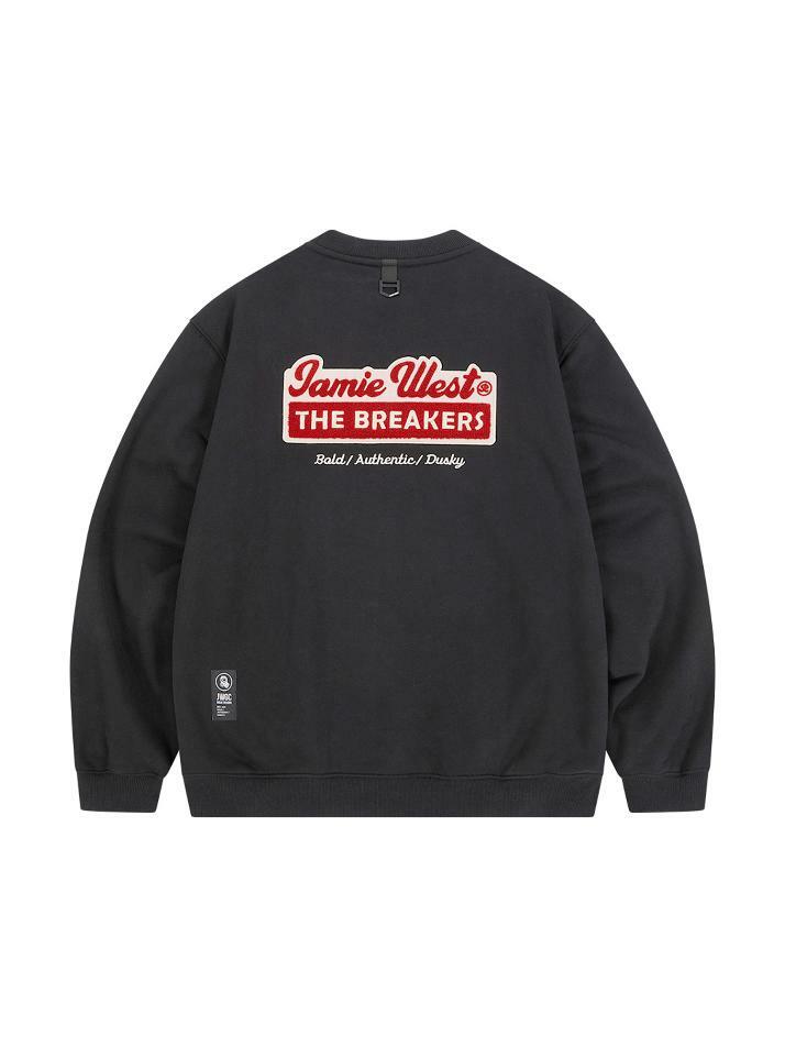 부클 아플리케 기모 맨투맨 (블랙)