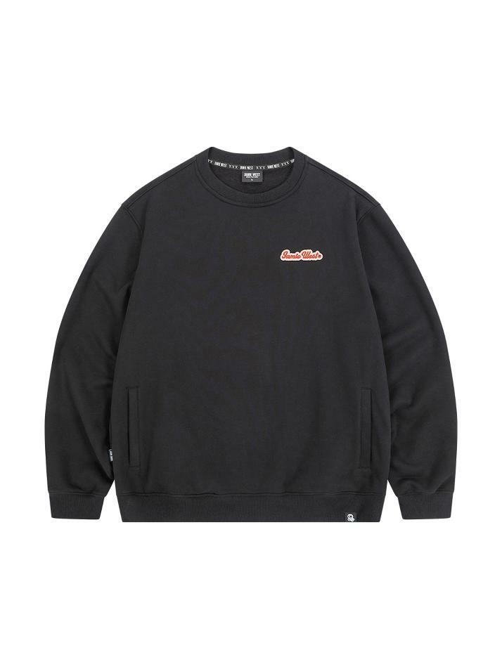 부클 아플리케 기모 맨투맨 (블랙)