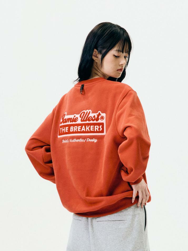 부클 아플리케 기모 맨투맨 (오렌지)