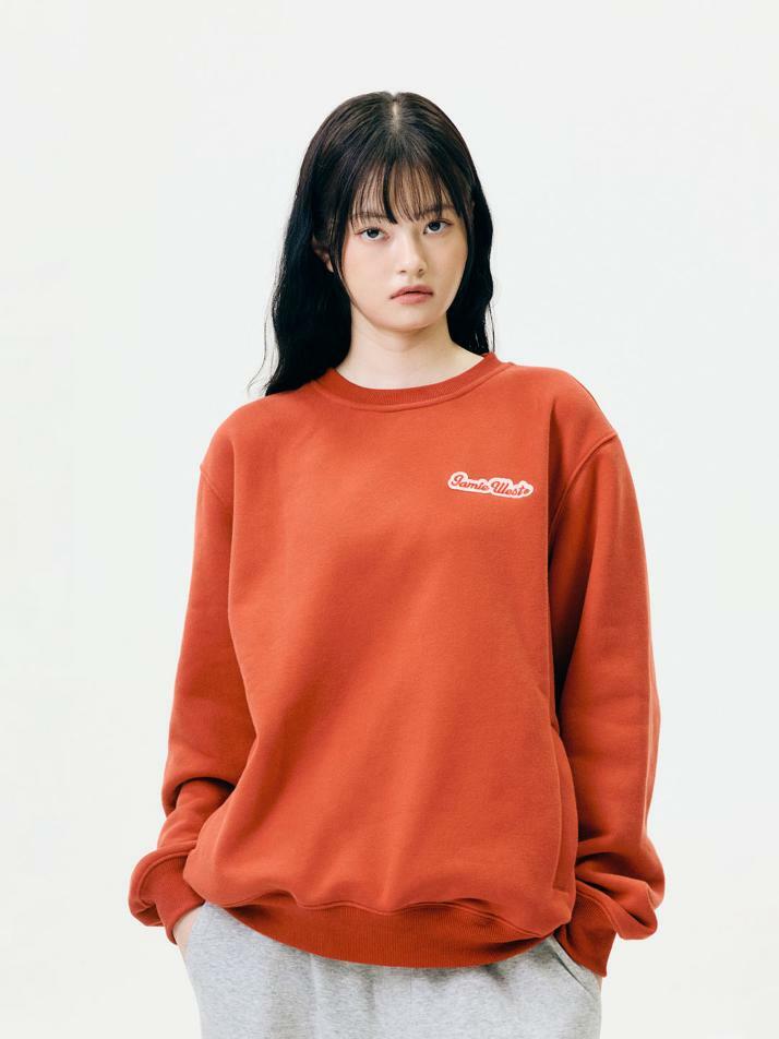 부클 아플리케 기모 맨투맨 (오렌지)