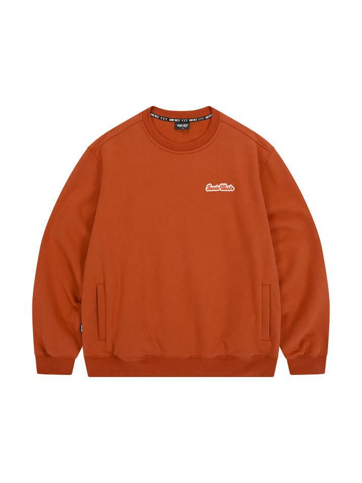 부클 아플리케 기모 맨투맨 (오렌지)