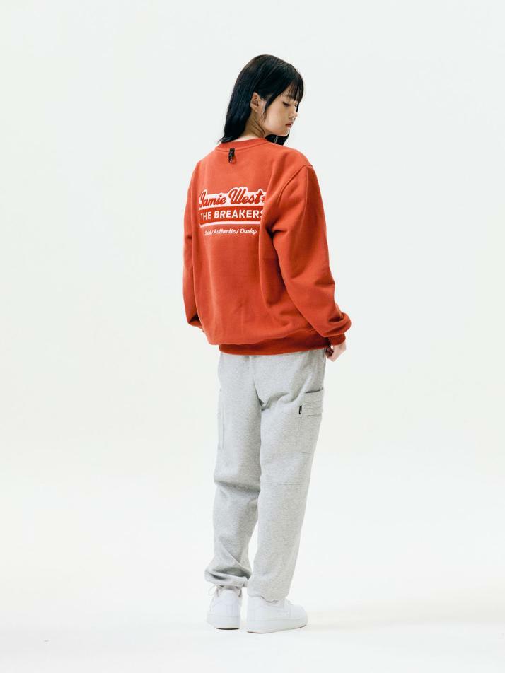 부클 아플리케 기모 맨투맨 (오렌지)