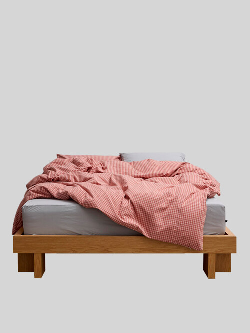 빈티지 레드 체크 침구세트(이불커버+베개커버)