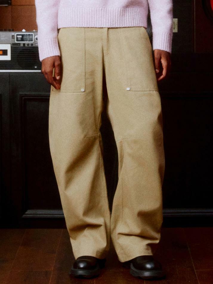 Carpenter Curved Cotton Pants (CAMEL BEIGE)