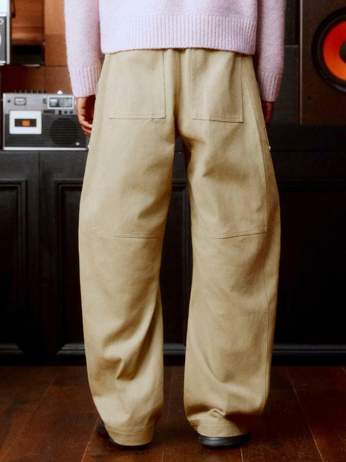 Carpenter Curved Cotton Pants (CAMEL BEIGE)